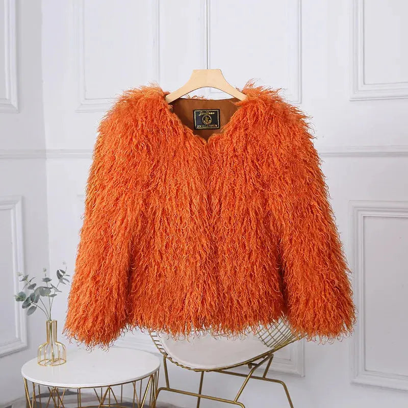 TARUXY Fashion Luxury Cropped Faux Fur Coat Women's Winter 2025 Ins Hot Fluffy Short Faux Fur Jacket Street Style Warm Outwear ZITA LA BELLE ÉLITE