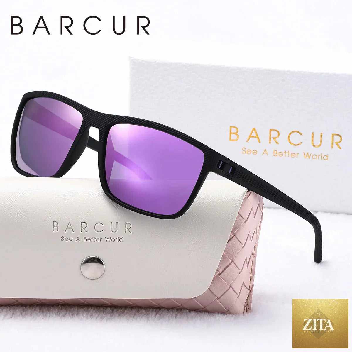 Stevvex women’s white and pink polarized sunglasses with square frames, lightweight design, providing UVA and UVB protection for summer.