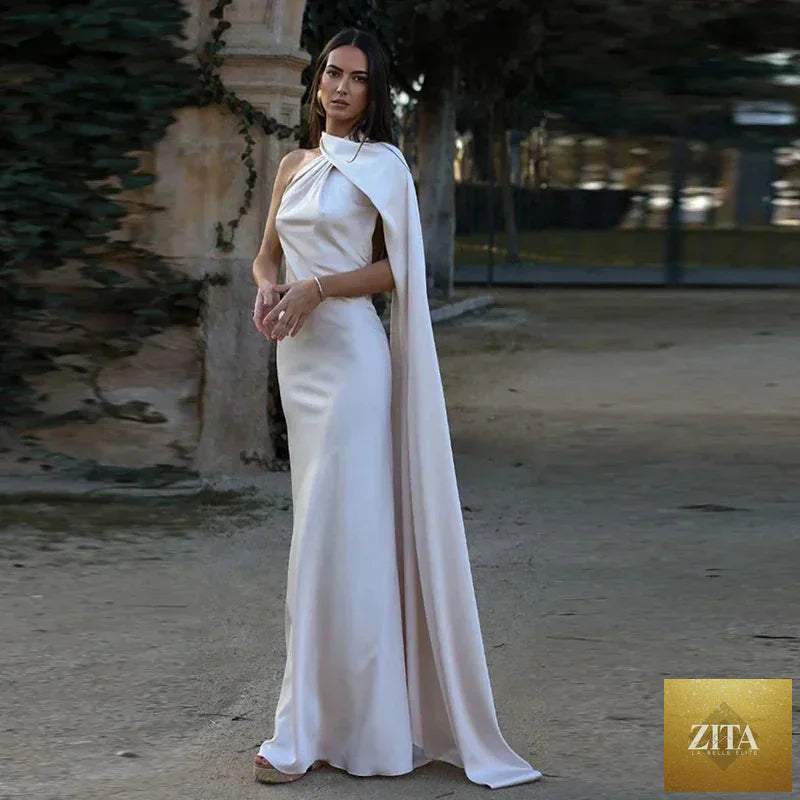 Femstylo backless lace-up maxi dress, sleeveless ribbon evening gown with elegant design, perfect for formal parties and events.