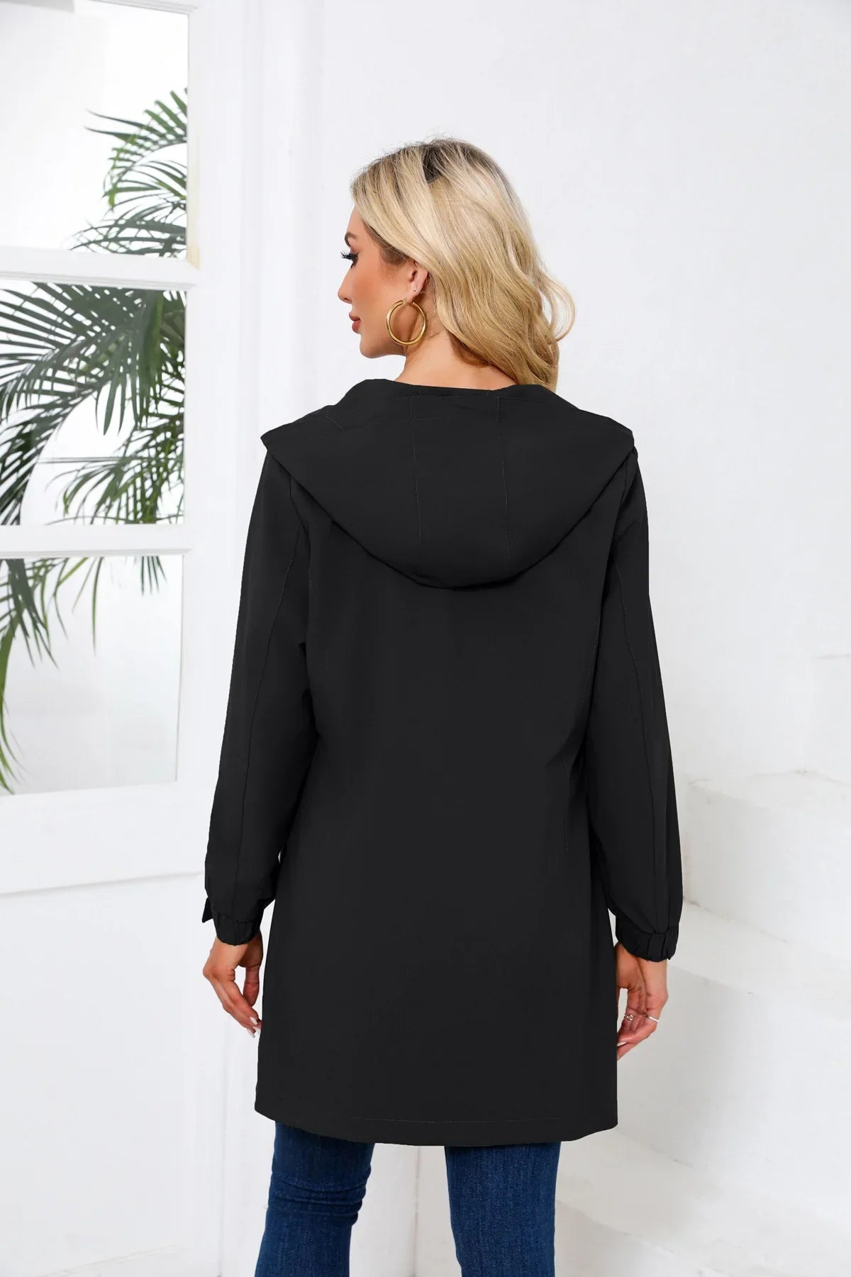 Spring Women's Hooded Long Jacket, Size S-3XL