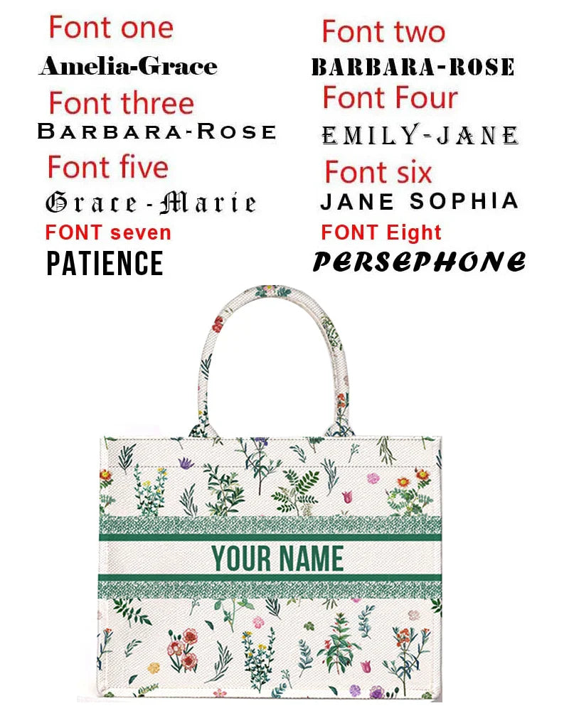 Personalized custom women's tote bag, canvas printed handbag, large capacity beach bag