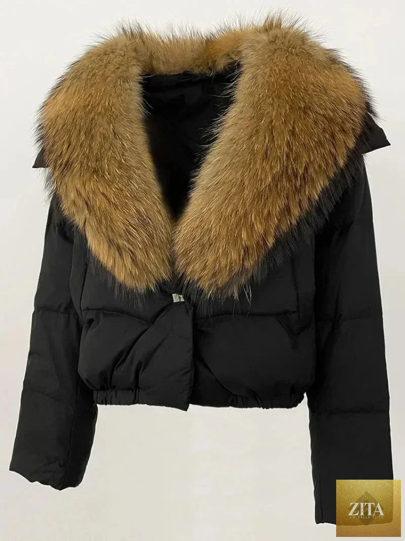 Down Jacket Women Short Puffer Jacket Thick New Big Natural Real Fox Fur Coat Autumn Winter Female White Duck Down Coat Feather