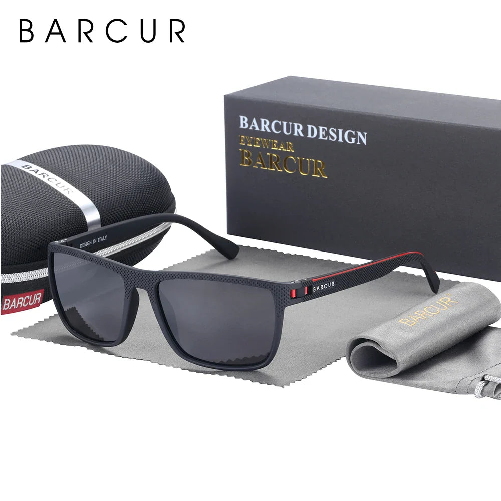 Stevvex BARCUR sports polarized sunglasses for men, lightweight TR90 square fishing and travel eyewear with UV400 protection.