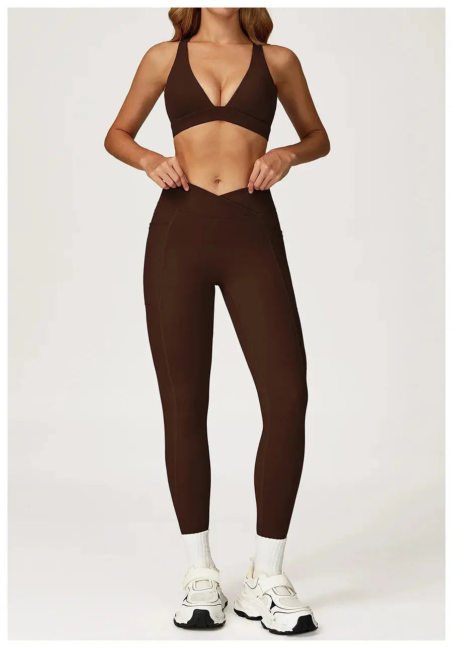 Yoga Set 2 Pieces Workout Outfits Fitness Sportswear Gym Tracksuit High Waist Leggings Sports Vest Athletic Wear Women Clothes ZITA LA BELLE ÉLITE