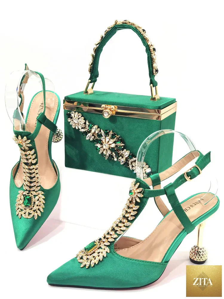 Elegant ladies shoes and matching bags set by EdleessFashion, featuring luxurious design and high-quality craftsmanship.
