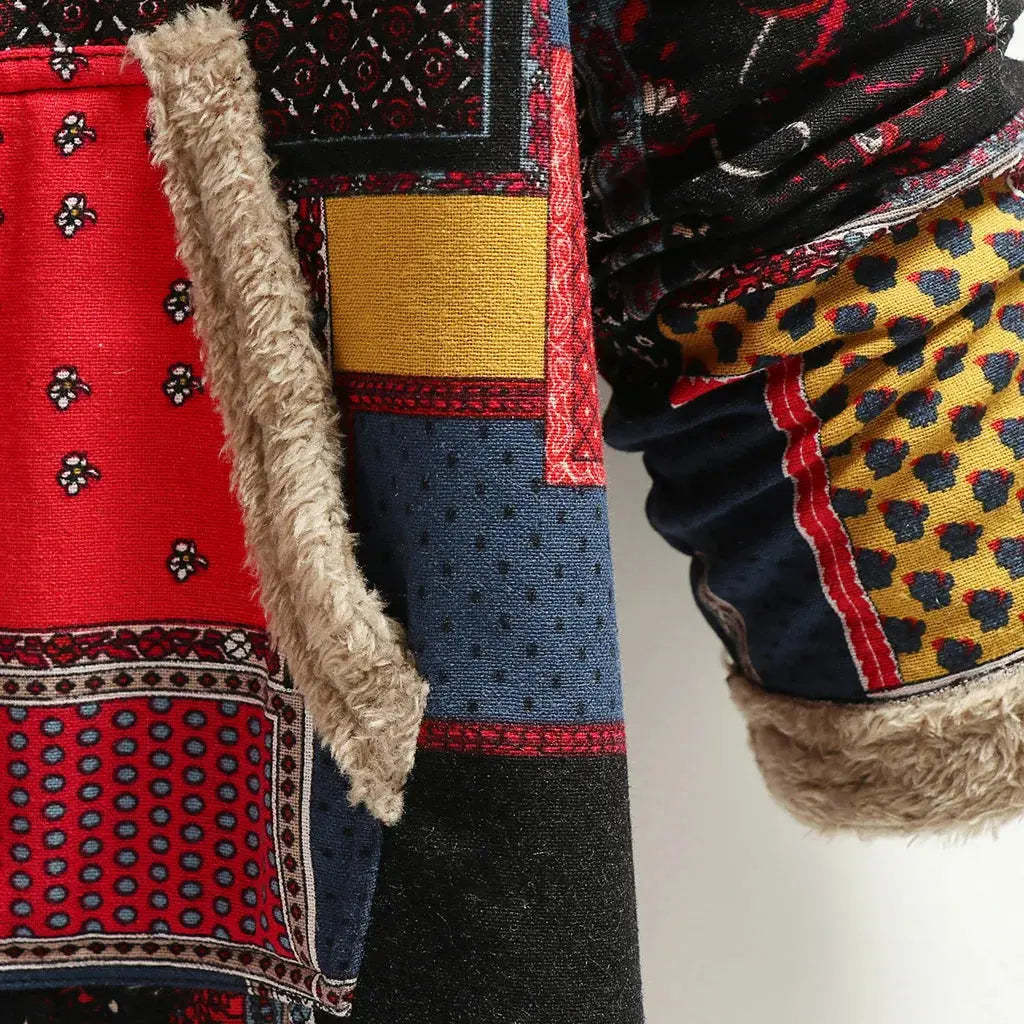 Women's Long Plush Jacket with Cotton and Linen Print Hooded Sweatshirt for Warmth, Winter New Style ZITA LA BELLE ÉLITE