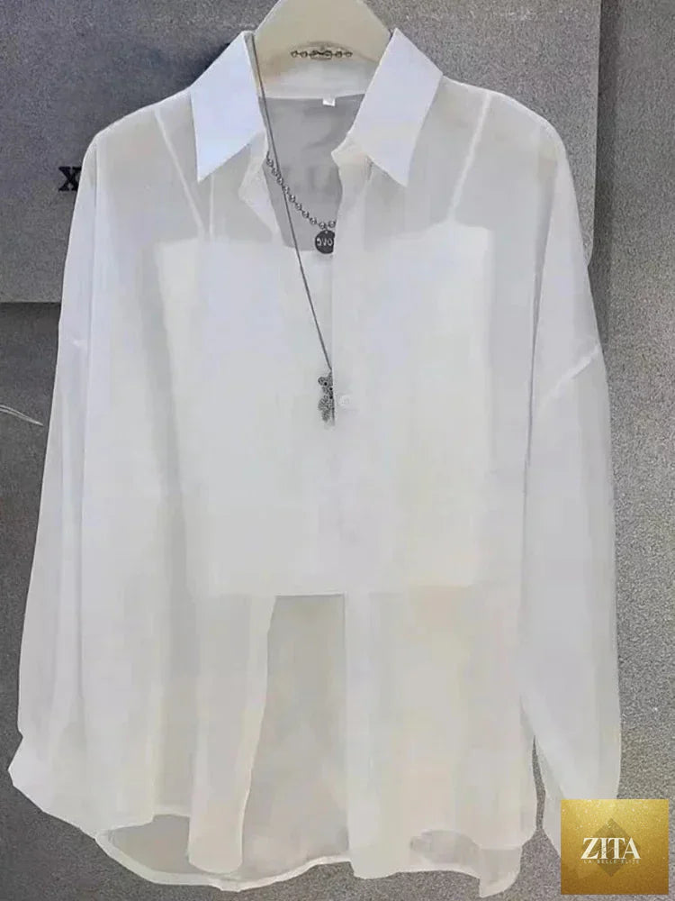 Plus size summer ice silk breathable sunproof shirt by Trendy Attic Store01, lightweight and comfortable for hot weather.