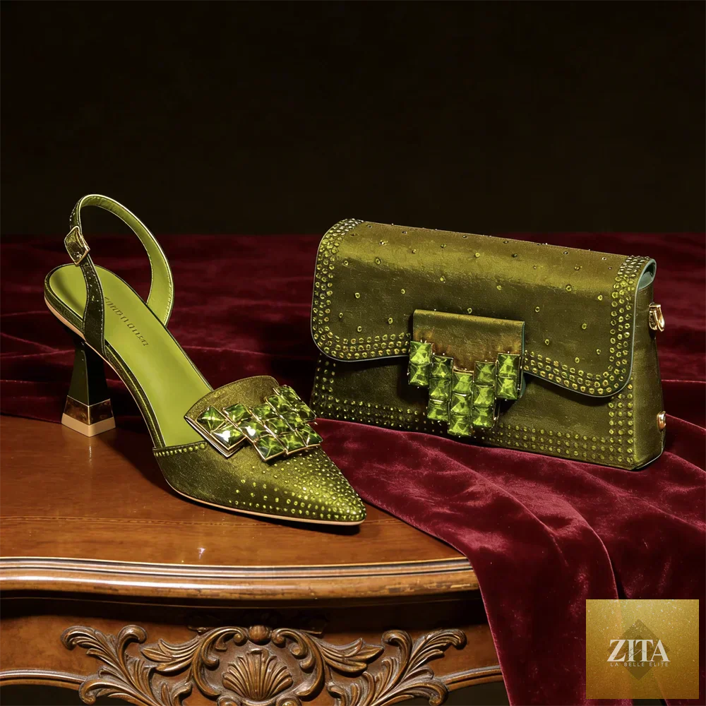 Elegant Italian design women’s high heels and matching bag set by EdleessFashion, featuring luxurious style and sophisticated detailing.