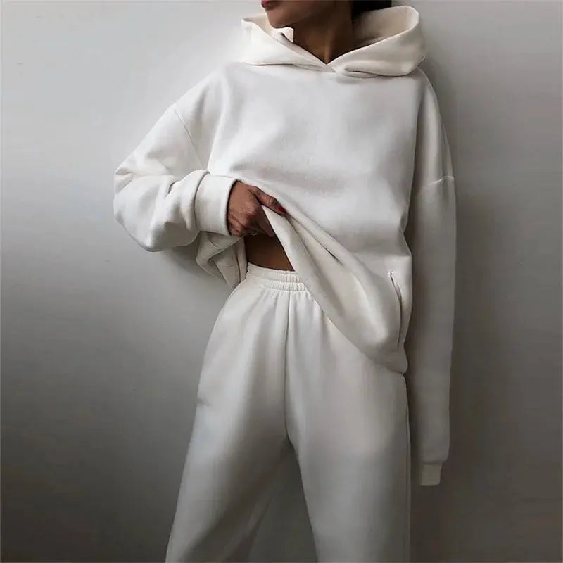 Women's Tracksuit Suit Autumn Fashion Warm Hoodie Sweatshirts Two Pieces Oversized Solid Casual Hoody Pullovers Long Pant Sets ZITA LA BELLE ÉLITE