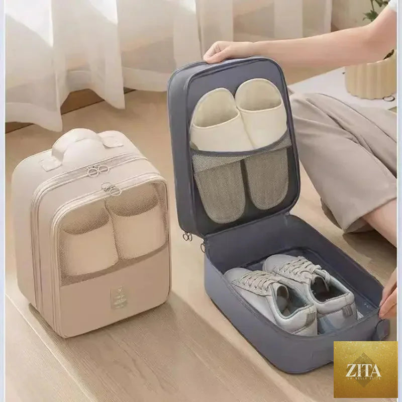 Travel Shoe Bag Storage Bag Washed Diagonal Breathable Mesh Multiple Pairs of Shoes Portable Shoe Box for Business Trips