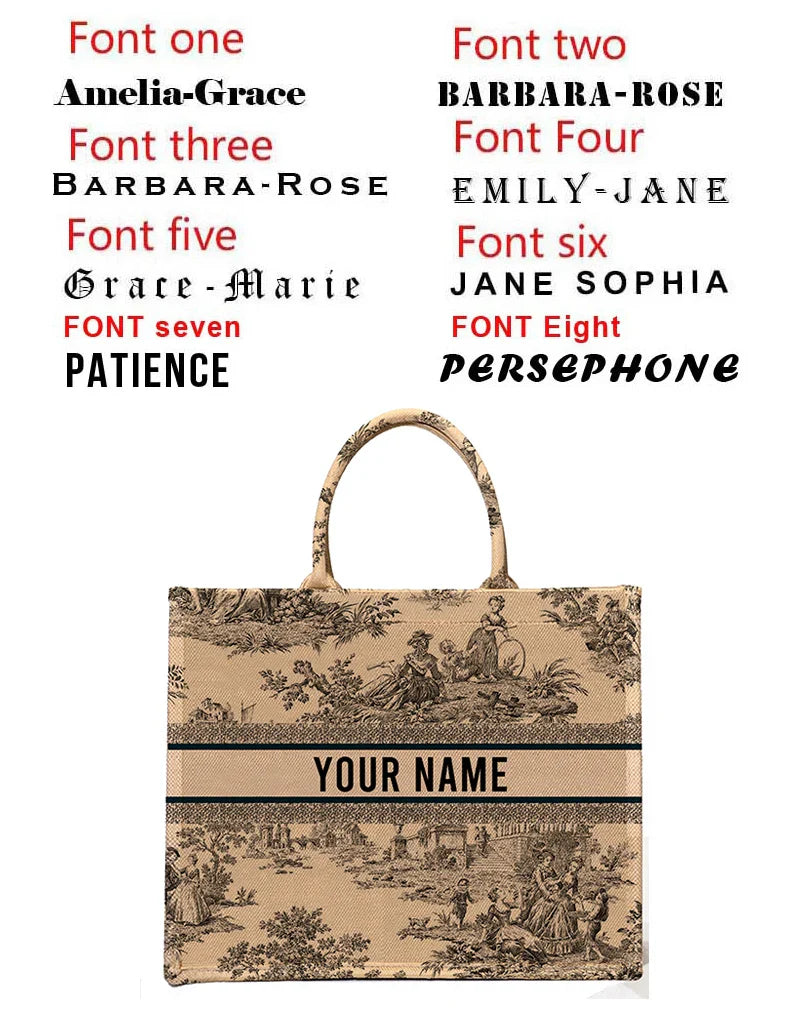 Personalized custom women's tote bag, canvas printed handbag, large capacity beach bag