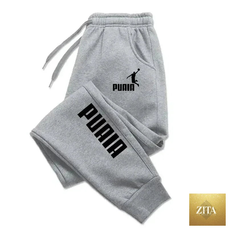 Mandotos men's sport jogging trousers in solid color, loose fit, suitable for autumn and winter, casual fitness streetwear pants