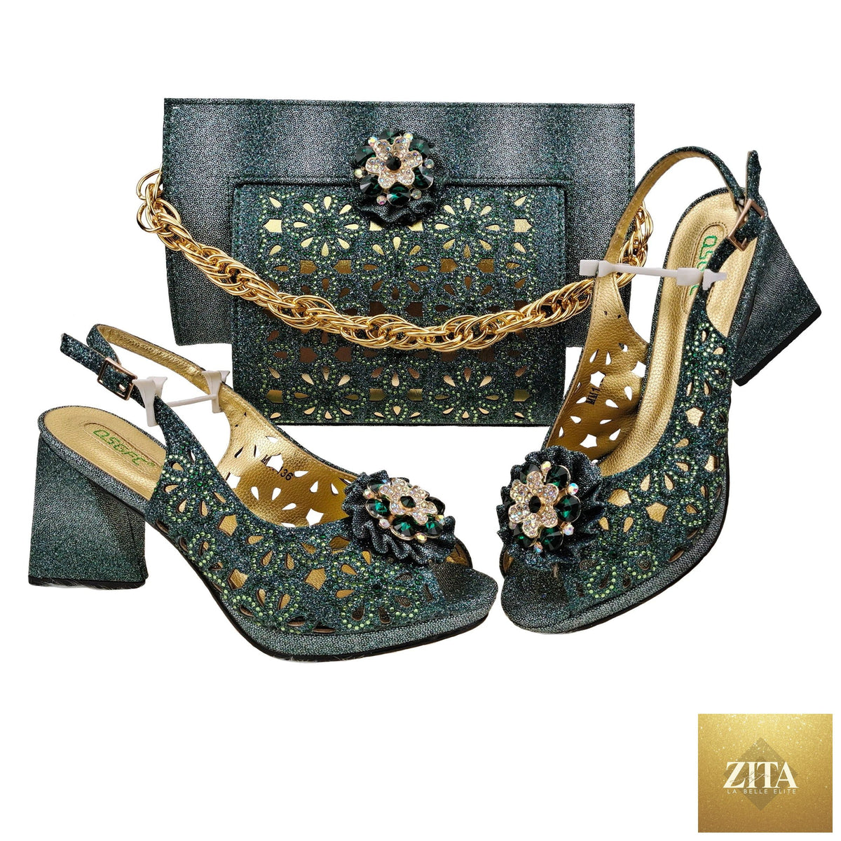 Elegant Italian shoes and matching bag set by EdleessFashion, perfect for evening parties, featuring luxurious design and stylish details.
