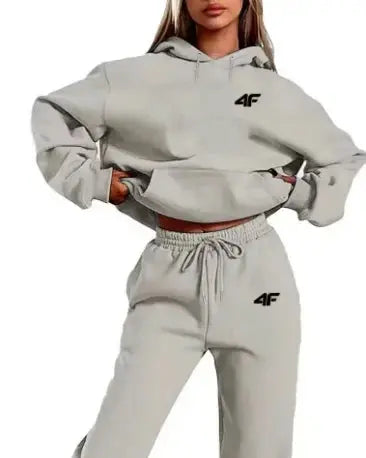 Simple Letter Print Womens Hoodie Tracksuit Set Casual Loungewear Sporty Outfit ZITA LA BELLE ÉLITE