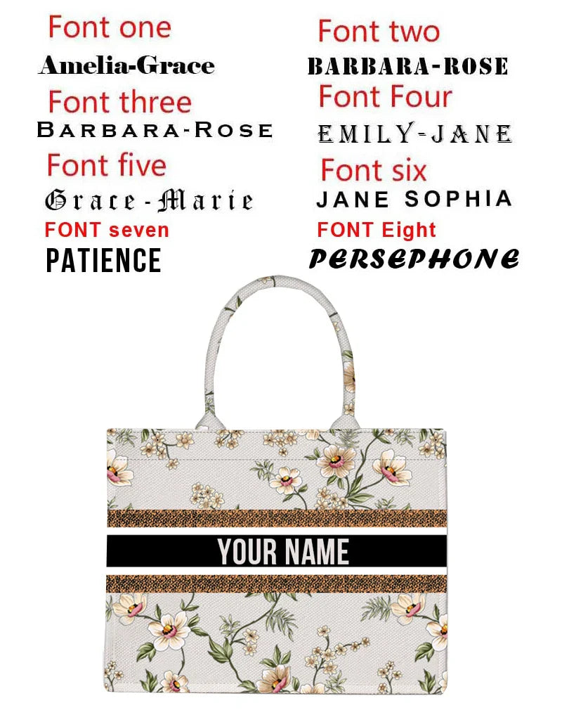 Personalized custom women's tote bag, canvas printed handbag, large capacity beach bag