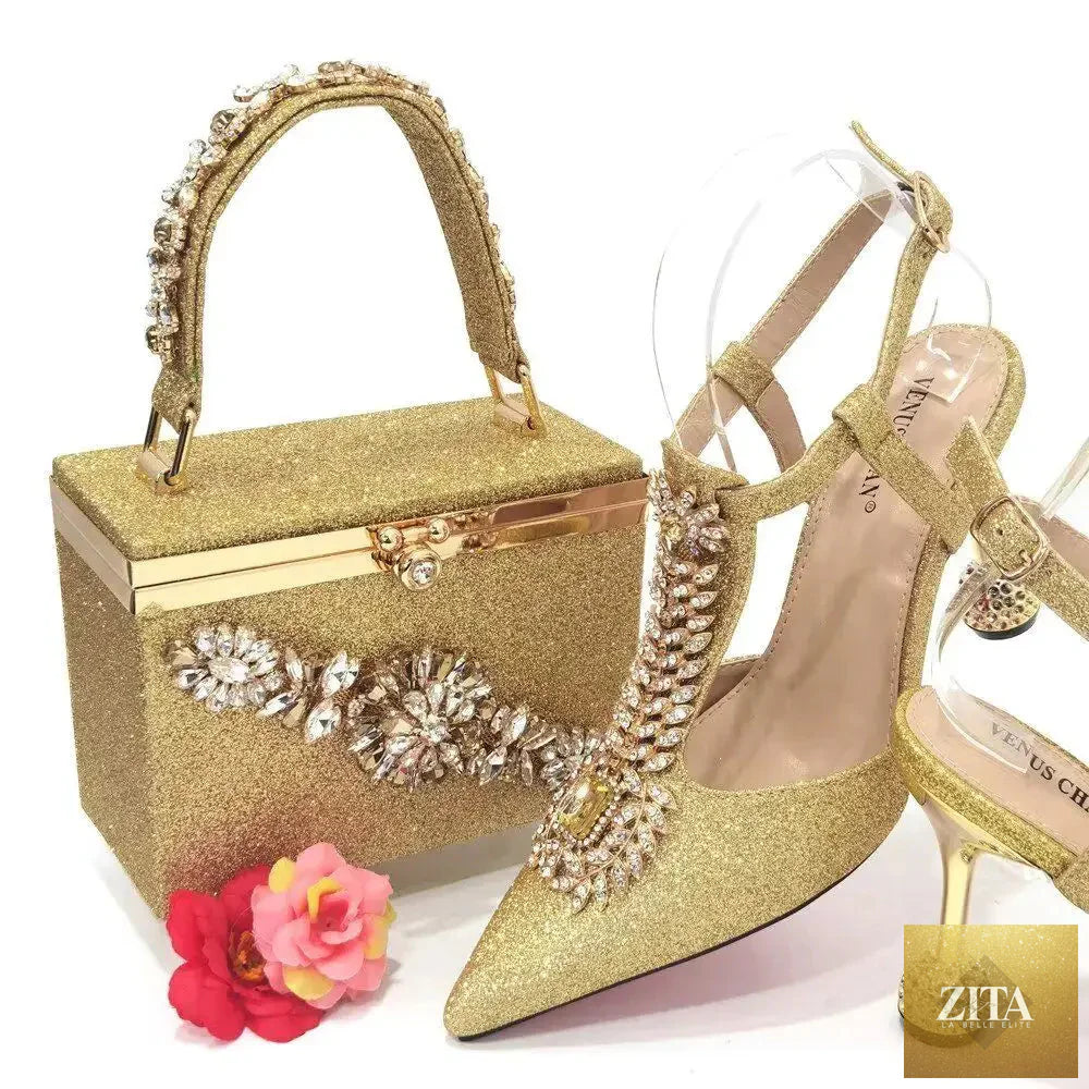 Elegant ladies shoes and matching bags set by EdleessFashion, featuring luxurious footwear and stylish handbags in a coordinated design.