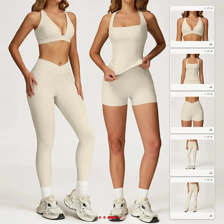 Yoga Set 2 Pieces Workout Outfits Fitness Sportswear Gym Tracksuit High Waist Leggings Sports Vest Athletic Wear Women Clothes ZITA LA BELLE ÉLITE