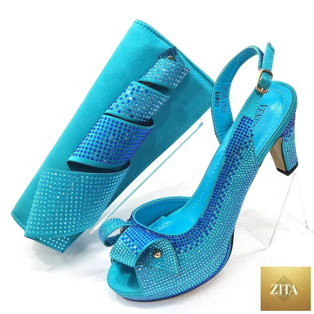 Luxurious Italian African shoes and bag set by EdleessFashion, featuring elegant designs in a stylish, coordinated fashion accessory set.