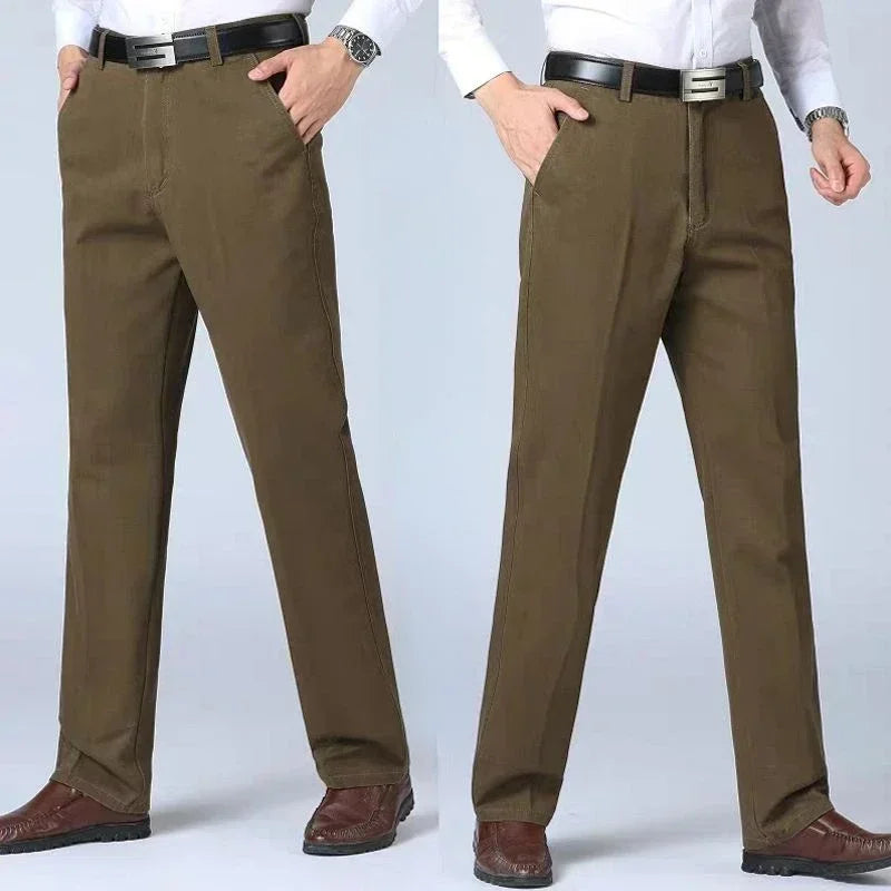 Summer Thin Cotton Men's Pants High Waist Straight Loose