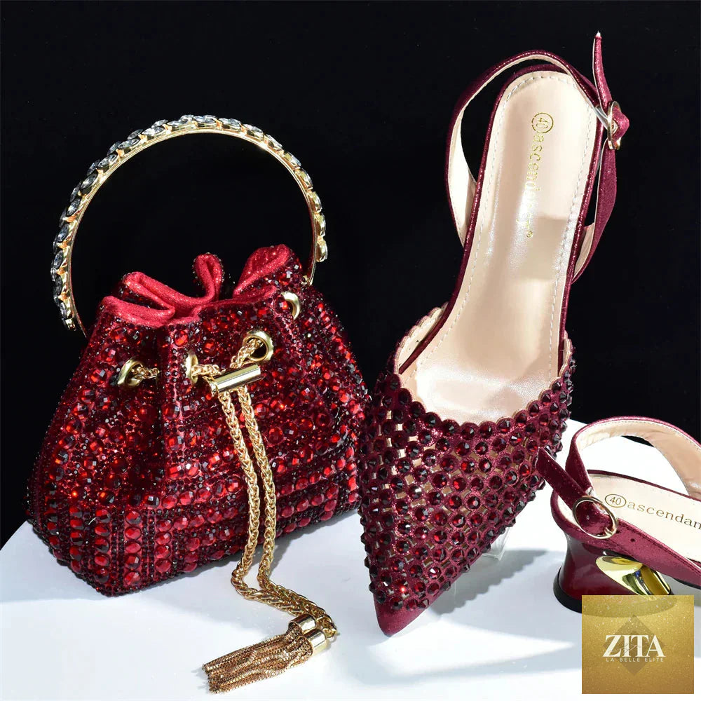 Elegant shoes and matching bag set from EdleessFashion, featuring luxurious design and coordinated styles for sophisticated looks.