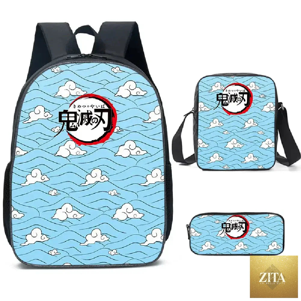 Demon Slayer Nezuko backpack from Infinite Visibility, featuring vibrant anime design in a 3-piece schoolbag set.
