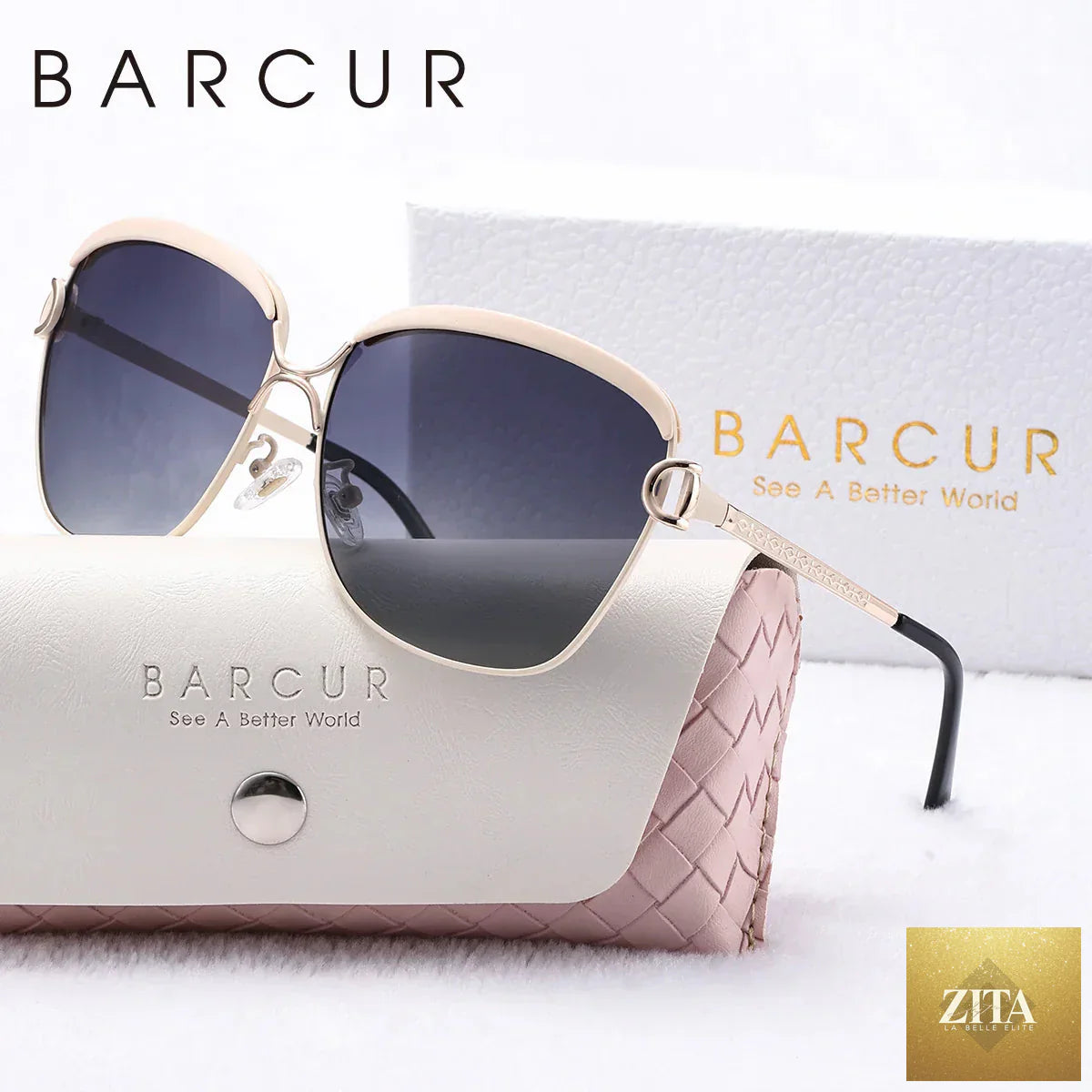 Stevvex women's fashion sunglasses with polarized metal frames, UV400 protection, trendy square shape, multi-color options, in a white gift box