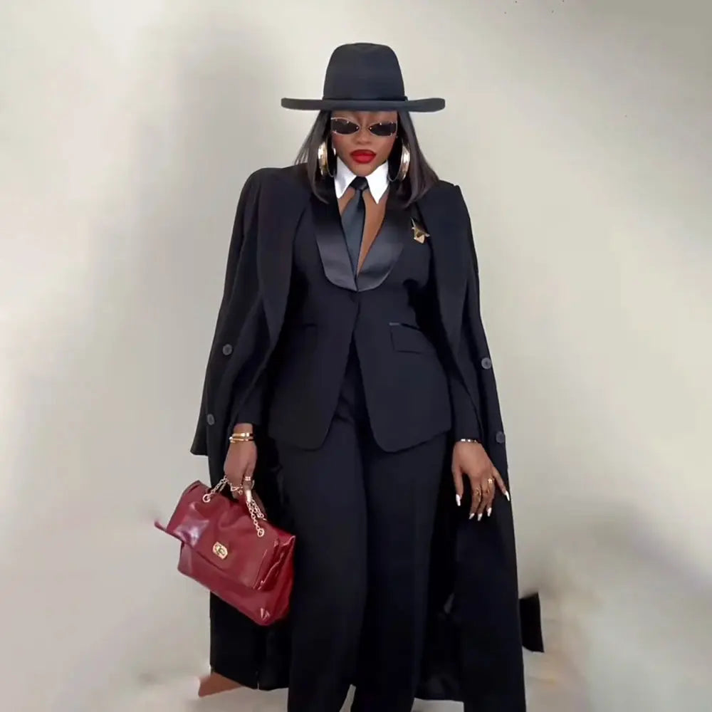 Modern Women's Suit New 3 Piece Pants Sets Blazer+Trousers+Overcoat Office Commute Elegant Style Banquet Dinner Formal Wear ZITA LA BELLE ÉLITE