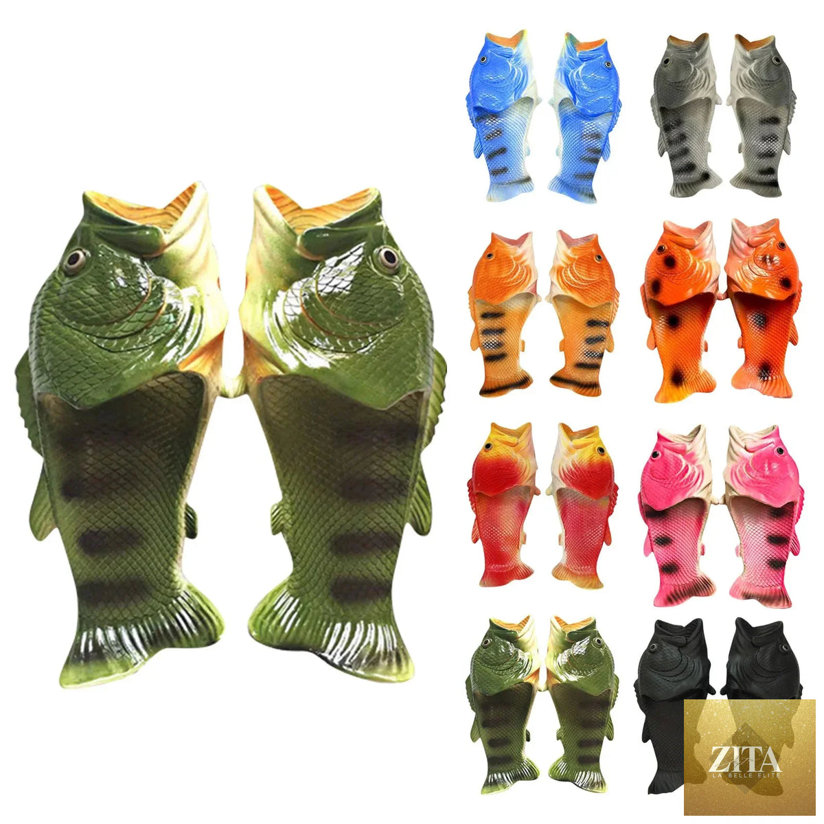 Funny LadyShow.Store slippers for women and couples, featuring colorful fish design, large sizes 32-46, perfect for summer beach wear