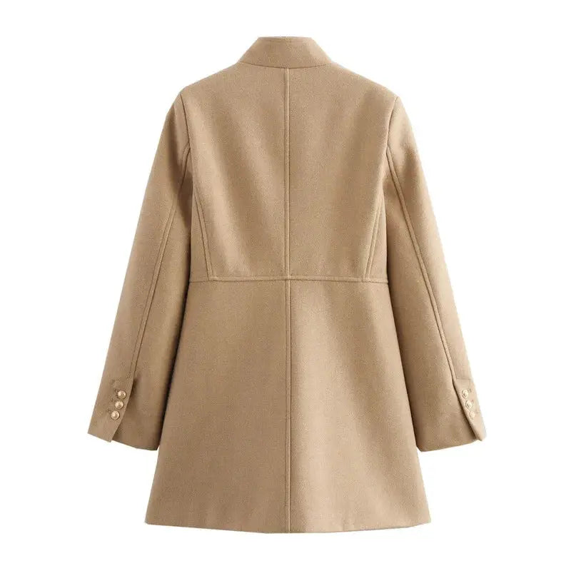 Winter Coat For Women 2024 Solid Lapel Double Breasted Long Cardigan Top Female Pokcet Streetwear Woman New In OuterCoat ZITA LA BELLE ÉLITE