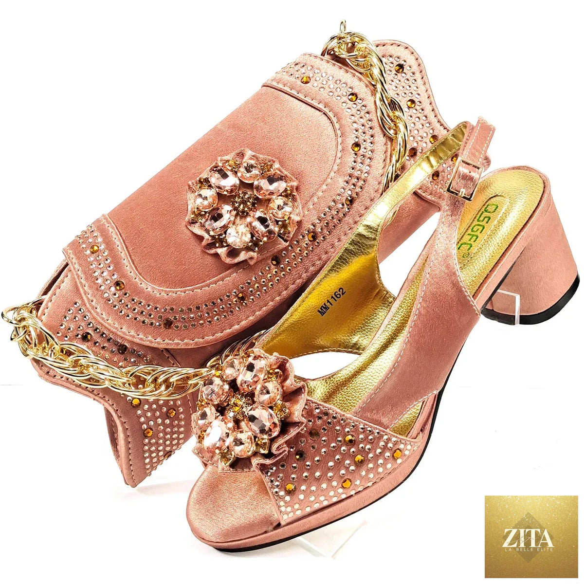 Elegant wedding shoes and matching bag set by EdleessFashion, featuring luxurious design and intricate detailing for special occasions.