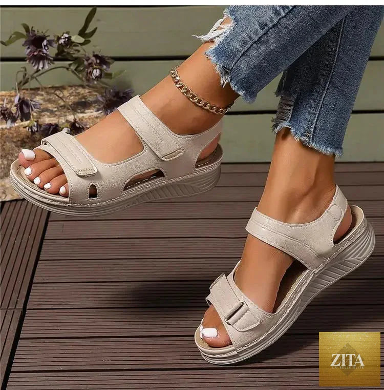 Women’s summer walking sandals with wedge heel and non-slip soles, stylish anti-slip shoes by SMinvite, LLC.