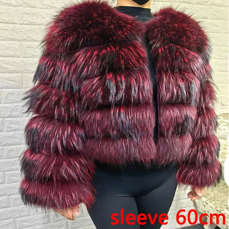 MAOMAOKONG Super Hot Winter Women Luxury Thick Real Raccoon Fur Coat Natural Fox Fur Jacket Plus Size Furry Jackets Female Vest ZITA LA BELLE ÉLITE