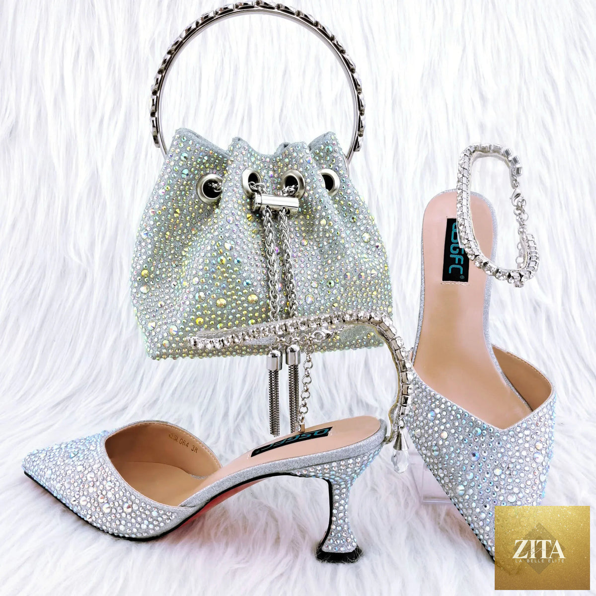 Luxurious shoes and bag set by EdleessFashion, stylish design with elegant details, perfect for sophisticated outfits.