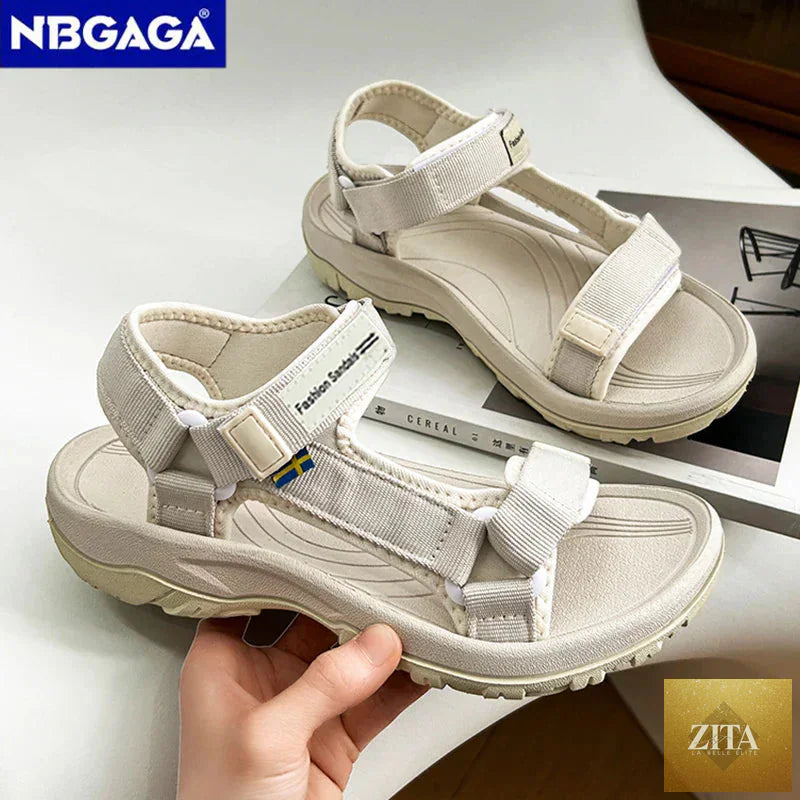 Zita La Belle Elite women's flat summer beach sandals with simple outdoor casual design, perfect for outdoor and sport wear.