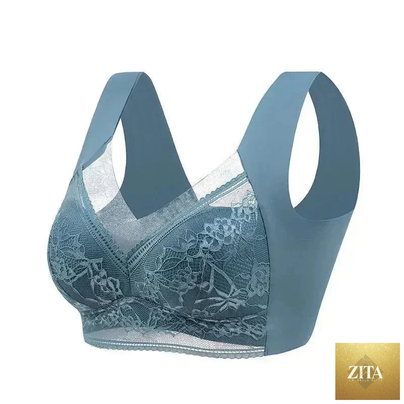 Femstylo women's large ice silk wireless push-up bra with lace, seamless design, ideal for summer plus size lingerie.