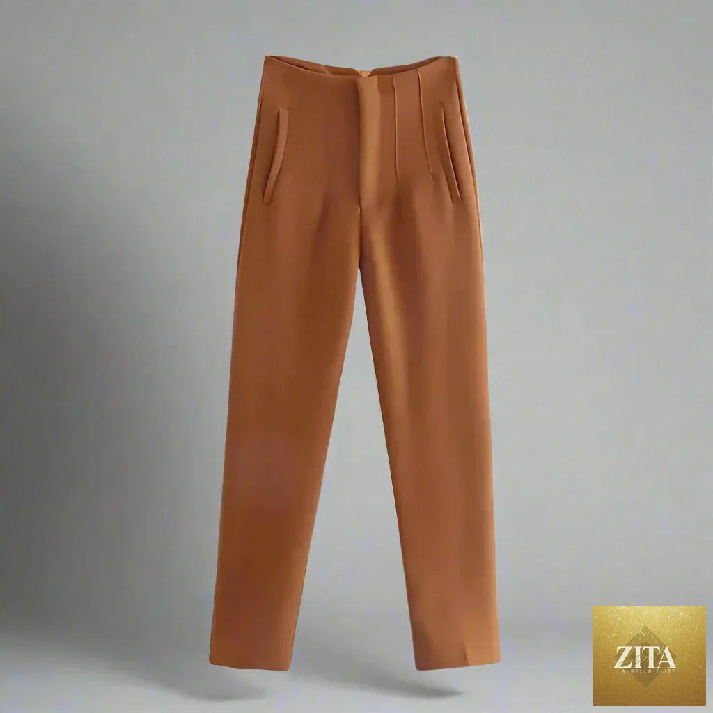 Women’s high waist slim casual trousers by Zita La Belle Elite, shown in a stylish fit perfect for everyday wear.