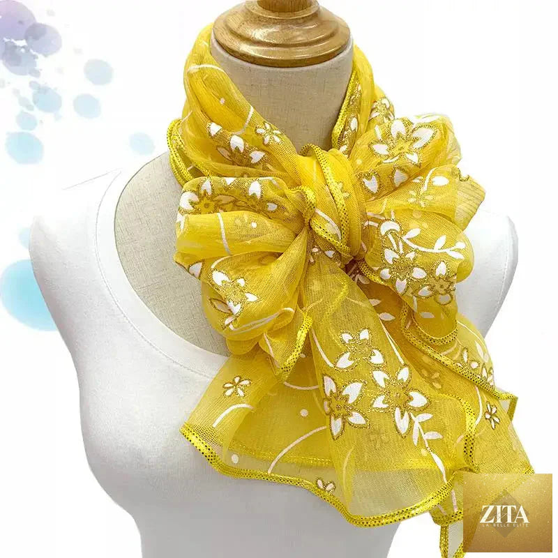 Lightweight silk women's lace scarf with elegant print, versatile neckerchief and shawl wrap, from Trendy Attic Store01.
