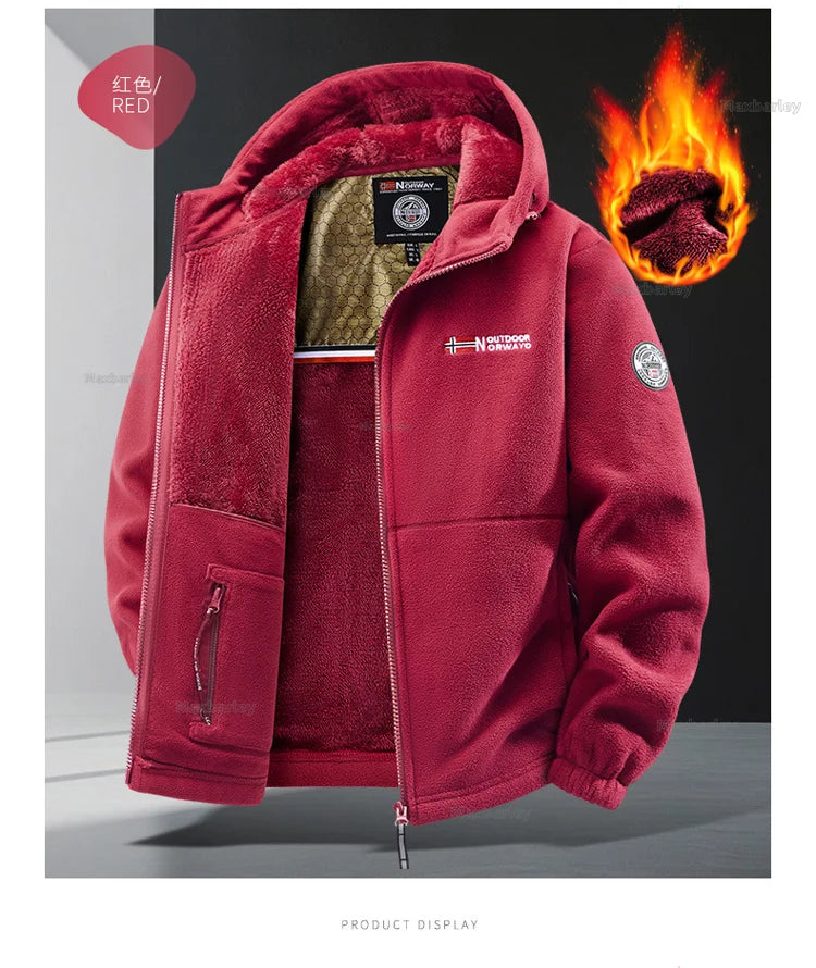 Maxbarley Winter Sportswear Set Mens Retro Training Thick Fleece Jacket + Pants Two Piece Set Casual Ski Running Tracksuit Suit ZITA LA BELLE ÉLITE