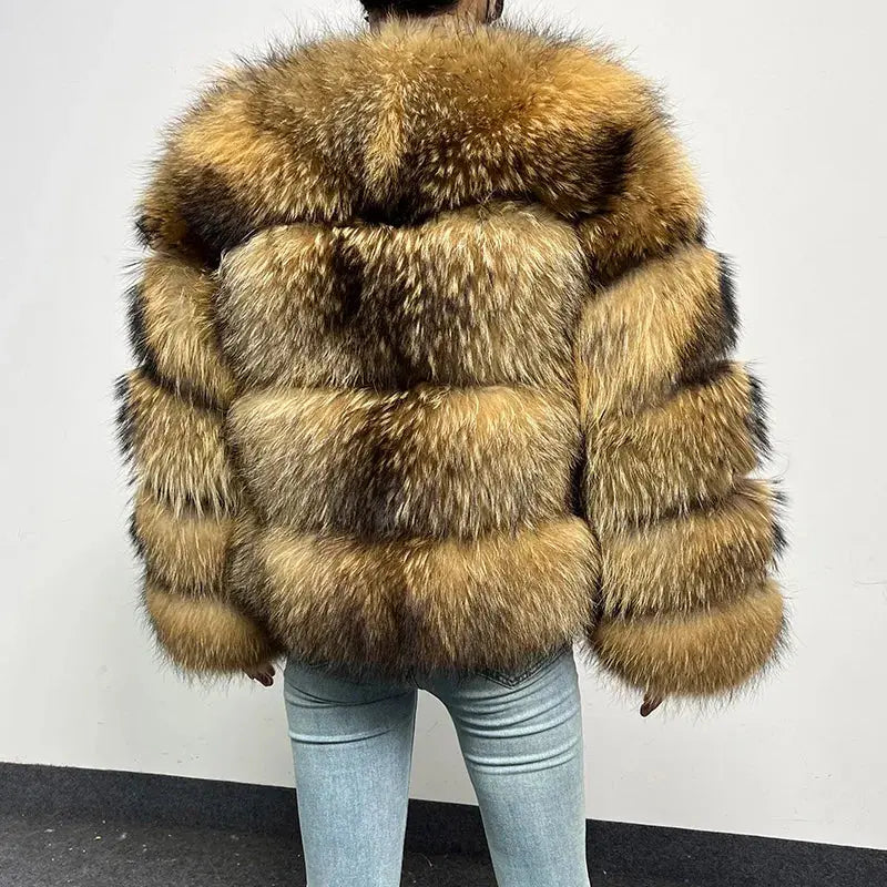 MAOMAOKONG Super Hot Winter Women Luxury Thick Real Raccoon Fur Coat Natural Fox Fur Jacket Plus Size Furry Jackets Female Vest ZITA LA BELLE ÉLITE