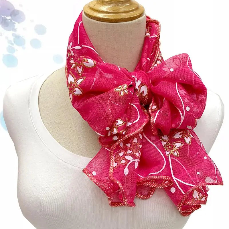 Lace Scarf Lightweight Elegant Print Silk Neckerchief Shawl Wraps