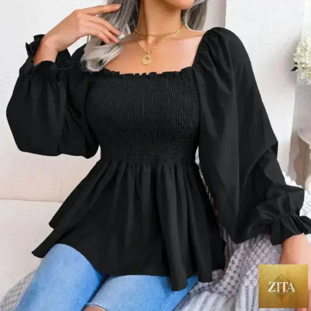 Femstylo loose fit chiffon blouse in elegant polyester, showcasing flowy fabric and stylish design for tops and blouses.