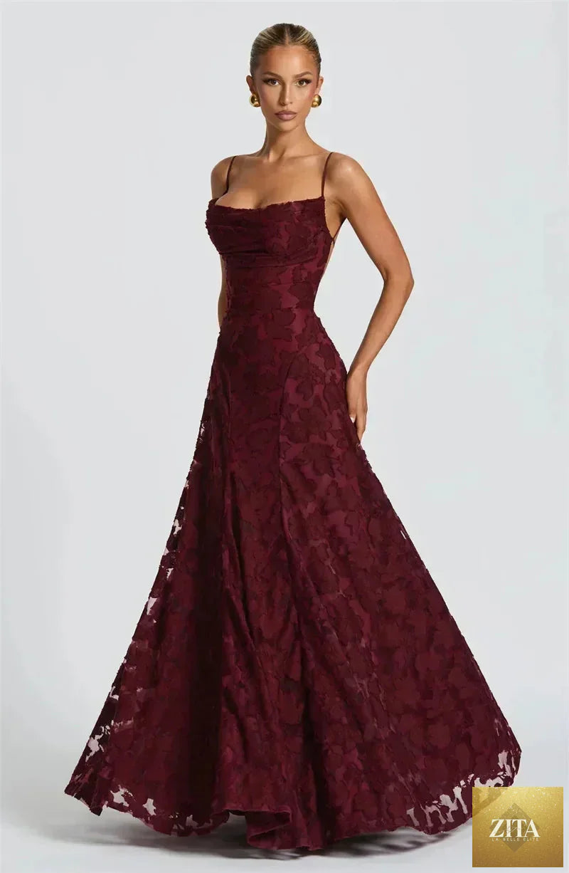 Femstylo women's backless spaghetti strap maxi dress with off-shoulder lace-up design, perfect for evening or party occasions.