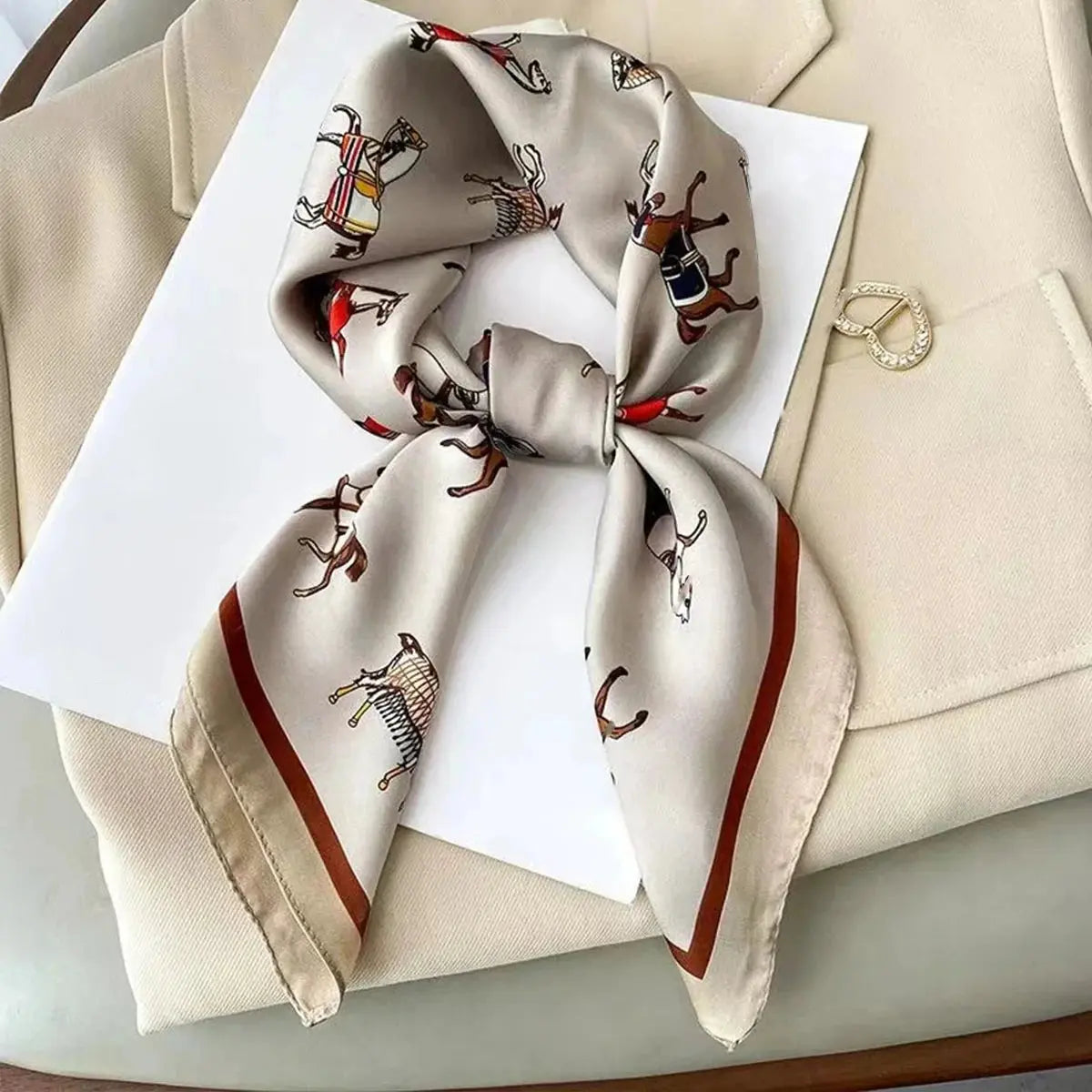 Fashion Luxury Brand 70cm Silk Square Scarf Women Satin Neck Tie Female Hair Bandana Headkerchief Shawl Wrap Hijab Echarpe ZITA LA BELLE ÉLITE