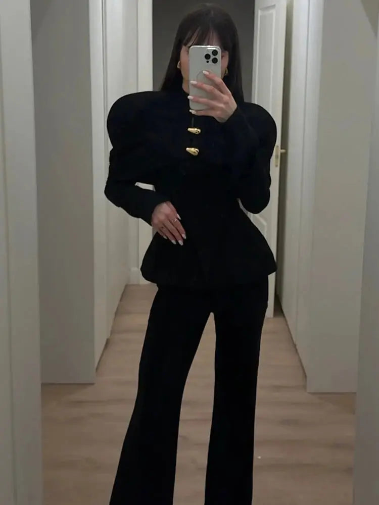 MoaaYina Winter Gray Black Coat With Grid Pattern And Double Breasted Lace Up Coat With Fungus Edge S-4XL ZITA LA BELLE ÉLITE