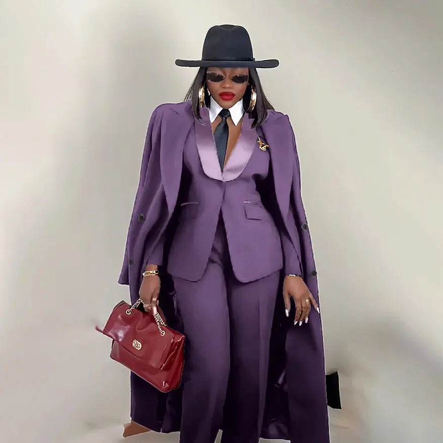 Modern Women's Suit New 3 Piece Pants Sets Blazer+Trousers+Overcoat Office Commute Elegant Style Banquet Dinner Formal Wear ZITA LA BELLE ÉLITE