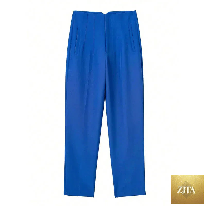 Women’s high waist slim casual trousers by Zita La Belle Elite, featuring a tailored fit and versatile style.
