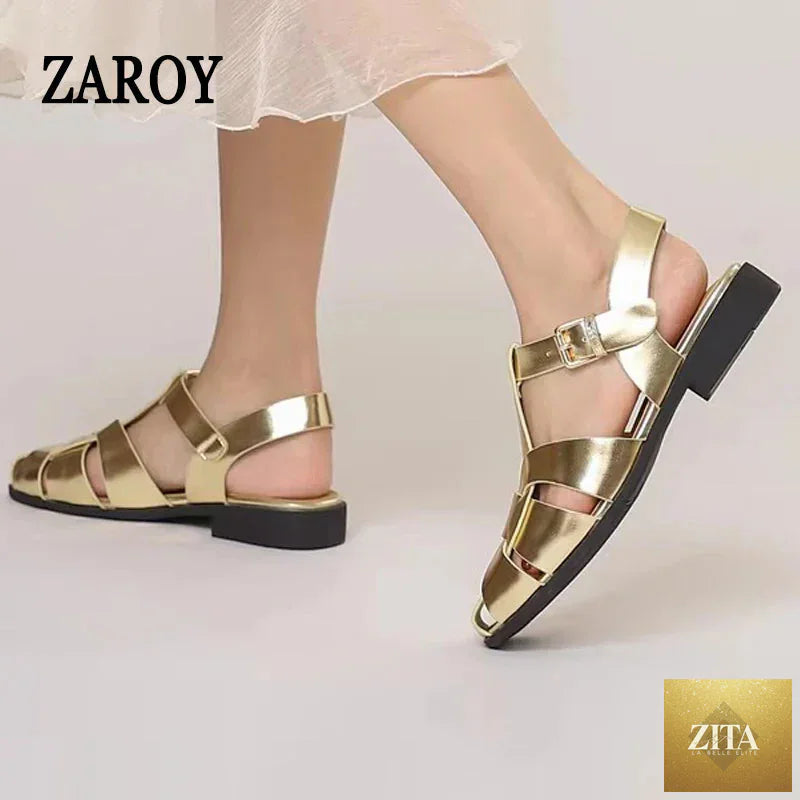 Zita La Belle Elite women’s summer sandals with elegant flat Roman-style design, casual beach and office footwear, soft and comfortable.