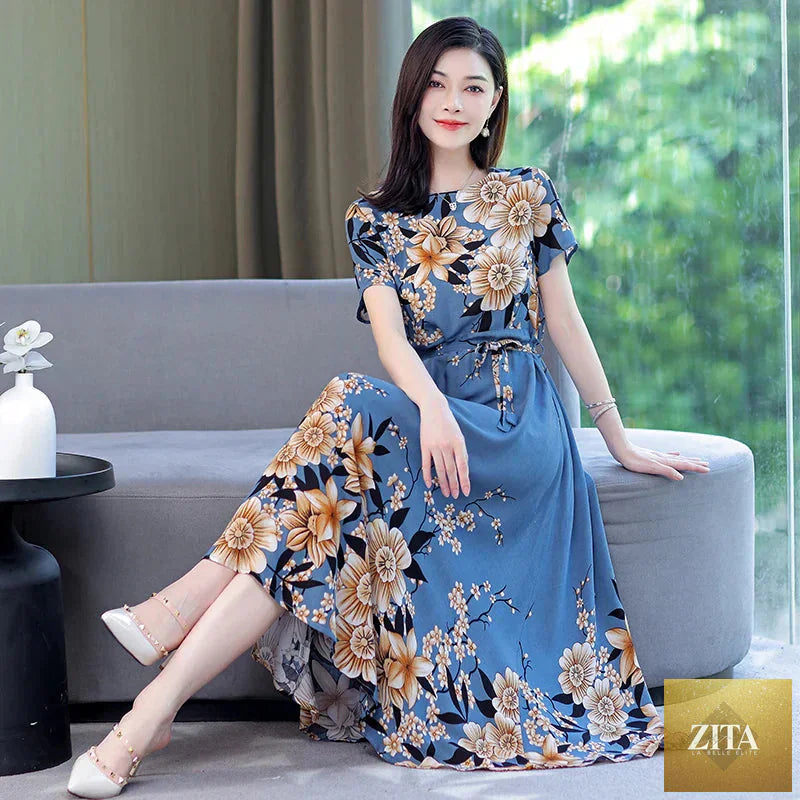 Women’s loose summer dress with O-neck by SMinvite, LLC, featuring plus size, lightweight fabric, and casual casual style.
