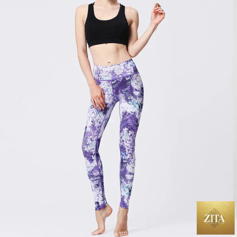 High waisted THRIXINE women's yoga leggings shown on a model, featuring a comfortable fit and stretchy fabric for active wear.