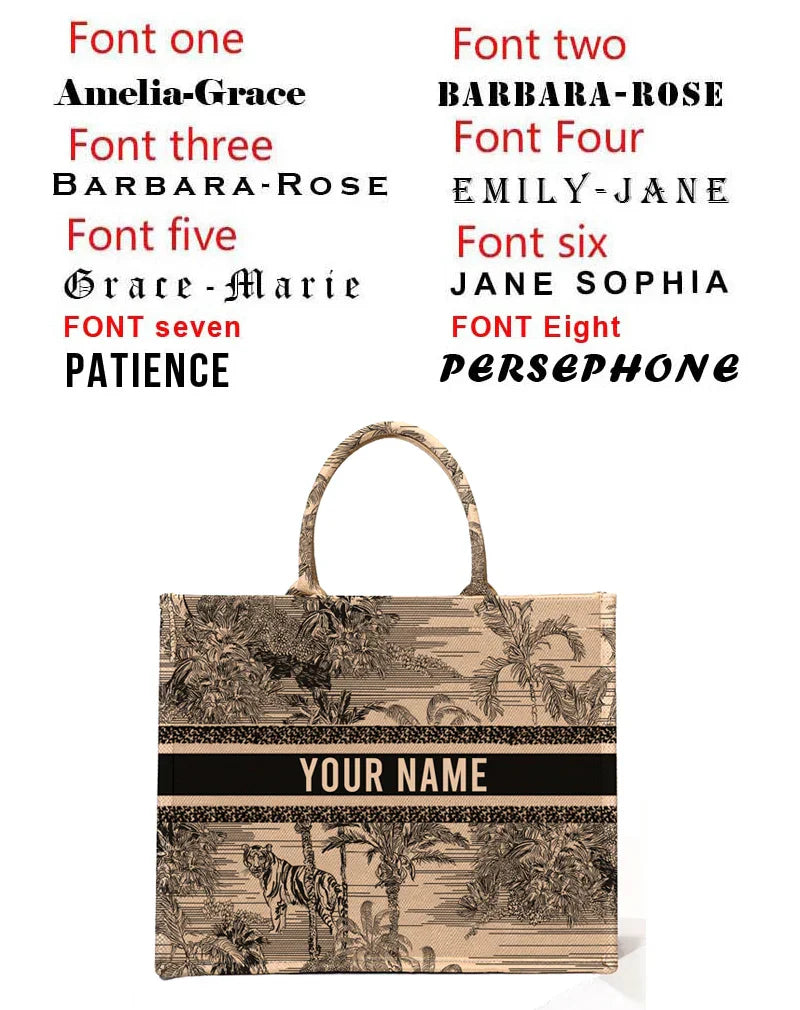 Personalized custom women's tote bag, canvas printed handbag, large capacity beach bag